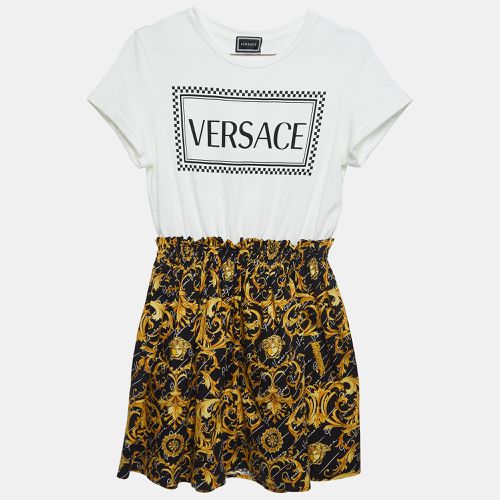 White/ Baroque Print Cotton T-Shirt Dress (12 Yrs) - Versace - Modalova