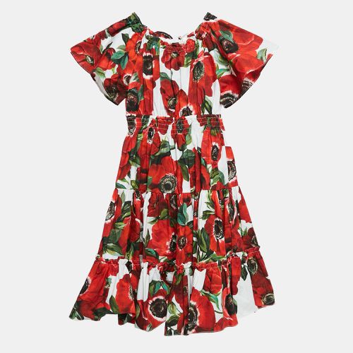 Floral Print Poplin Tiered Dress 24-30 M - Dolce & Gabbana - Modalova