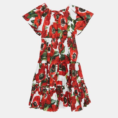 Kids Floral Print Poplin Tiered Dress 24-30 M - Dolce & Gabbana - Modalova