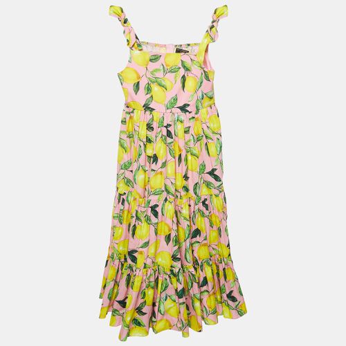 Lemon Print Cotton Poplin Dress (11-12 Yrs) - Dolce & Gabbana - Modalova