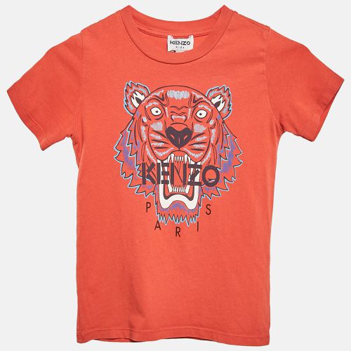 Kids Red Tiger Logo Print Jersey T-Shirt 4 Yrs - Kenzo - Modalova