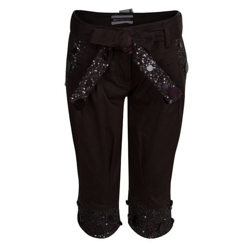 Dark Sequin Embellished Belted Cotton Pants 8 Yrs - Monnalisa - Modalova