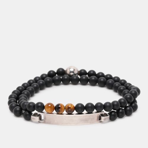 Silver 925/Onyx and Tiger's Eye Beaded James Dean Bracelet - Montblanc - Modalova