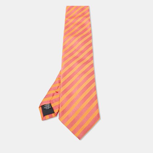 Pink Diagonal Striped Silk Tie - Moschino - Modalova