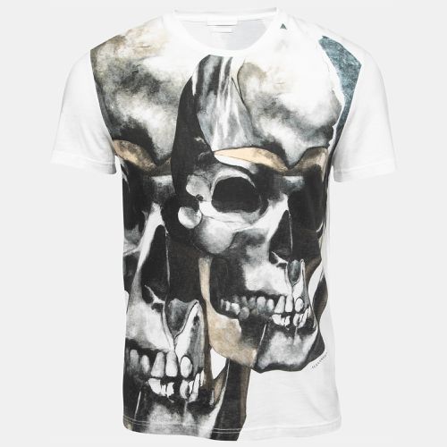 Skull Print Cotton Crew Neck T-Shirt XS - Alexander McQueen - Modalova