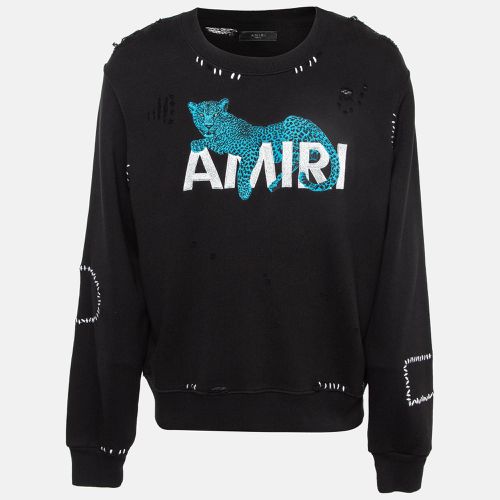 Logo Leopard Embroidered Knit Distressed Sweatshirt M - Amiri - Modalova