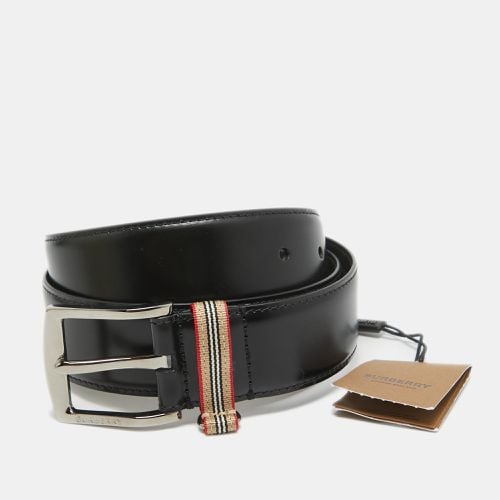 Leather Gray Buckle Belt 85CM - Burberry - Modalova