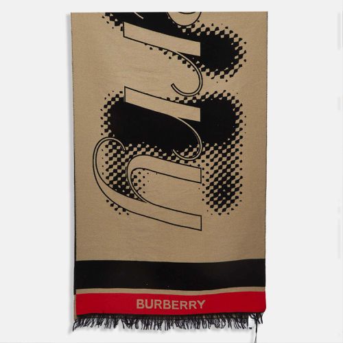 Black Patterned Wool Oversized Football Scarf - Burberry - Modalova