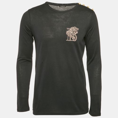Embroidered Jersey Long Sleeve T-Shirt M - Balmain - Modalova