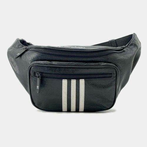 X Adidas /White Leather Three Stripe Logo Belt Bag - Balenciaga - Modalova