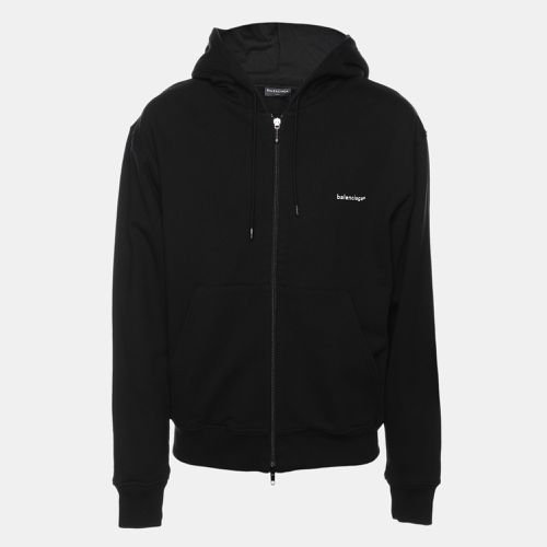 Cotton Knit Logo Zip Hoodie S - Balenciaga - Modalova