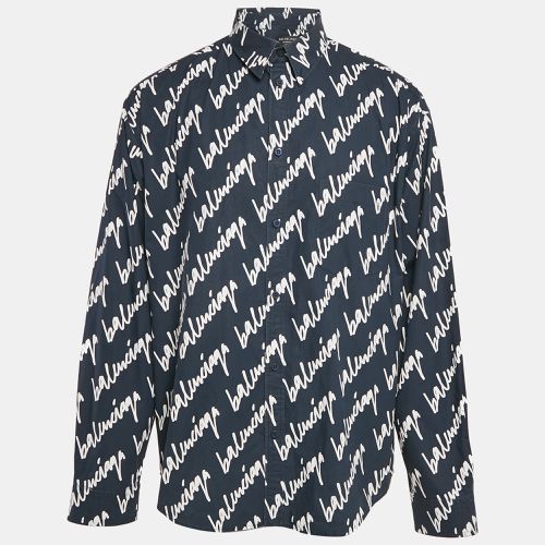 Logo All Over Cotton Long Sleeve Shirt M - Balenciaga - Modalova