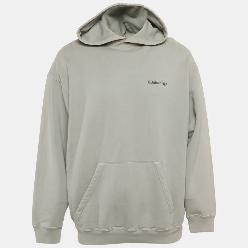 Logo Embroidered Cotton Hoodie M - Balenciaga - Modalova