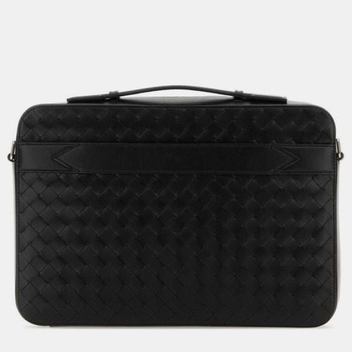 Leather Fabric Intrecciato Zipped Briefcase Bag - Bottega Veneta - Modalova