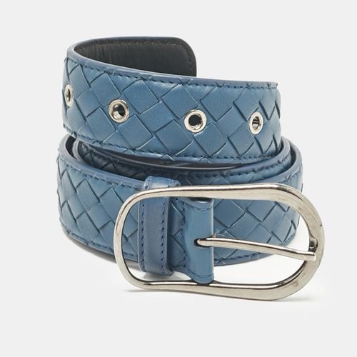 Dark Intrecciato Leather Buckle Belt 90 CM - Bottega Veneta - Modalova