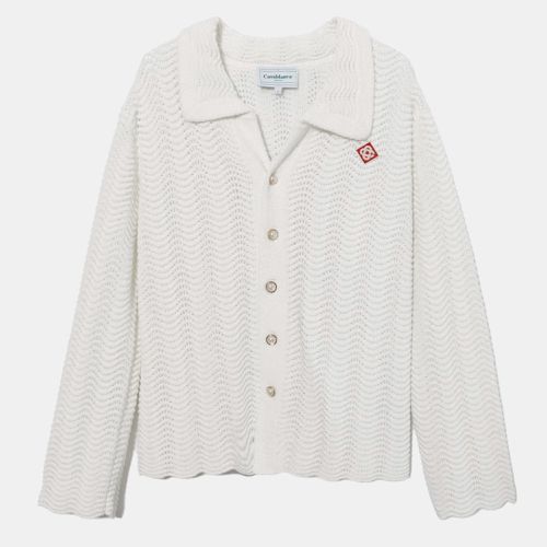 Wavy Open-Knit Cotton Button Front Cardigan S - Casablanca - Modalova