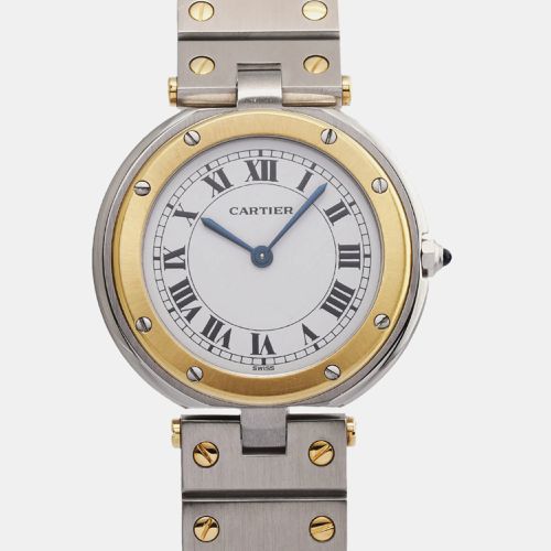 Ivory 18k Yellow Gold Stainless Steel Santos Quartz Men's Wristwatch 32 mm - Cartier - Modalova