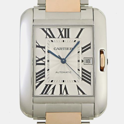 K Rose Gold Stainless Steel Tank Anglaise Automatic Men's Wristwatch 36 mm - Cartier - Modalova