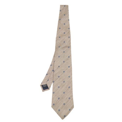 Diamond Patterned Silk & Linen Tie - Dunhill - Modalova