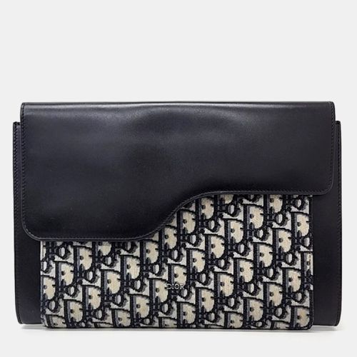 Jacquard Canvas and Leather Saddle Clutch Bag - Dior - Modalova