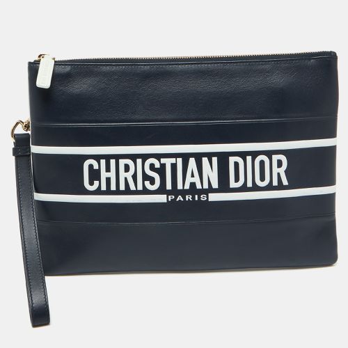 White Leather Logo Vibe Zip Clutch - Dior - Modalova