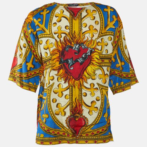 Sacred Heart Print Linen & Cotton Oversized T-Shirt L - Dolce & Gabbana - Modalova