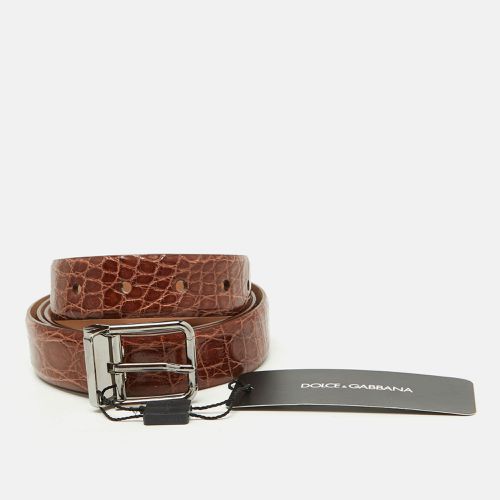 Crocodile Leather Buckle Belt 105 CM - Dolce & Gabbana - Modalova