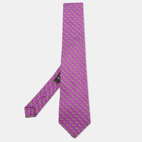 Etro Purple Logo Print Silk Tie - Etro - Modalova