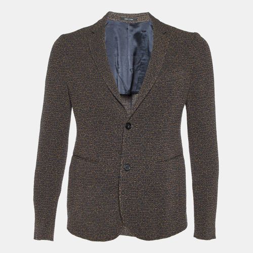 Blue Patterned Crepe Single Breasted Jacket S - Emporio Armani - Modalova