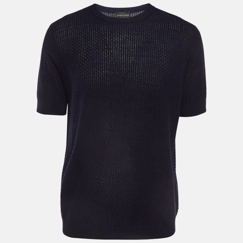 Midnight Patterned Knit Crew Neck T-Shirt XXL - Emporio Armani - Modalova