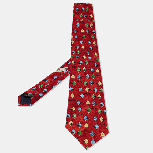 Crimson Tree House Print Silk Tie - Ermenegildo Zegna - Modalova