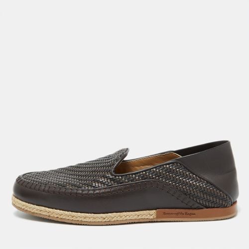 Dark Leather Pelle Tessuta Espadrilles Loafers Size 39 - Ermenegildo Zegna - Modalova