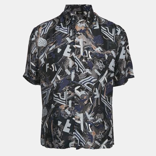 Fragment Print Silk Short Sleeve Shirt M - Fendi - Modalova