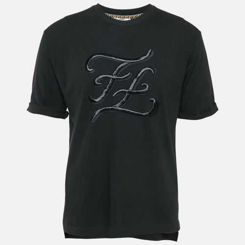 FF Karligraphy Embroidered Jersey Crew Neck T-Shirt L - Fendi - Modalova