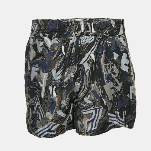 Logo Fragment Print Silk Shorts L - Fendi - Modalova