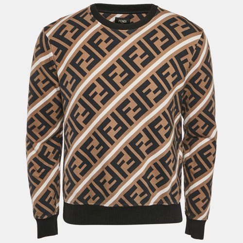 Monogram Print Cotton Crewneck Sweatshirt S - Fendi - Modalova