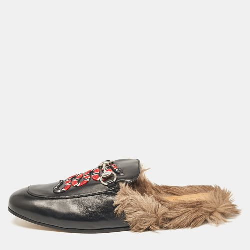 Leather Fur Lined Kingsnake Princetown Mules Size 44 - Gucci - Modalova