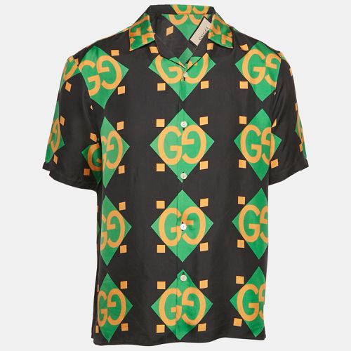 Geometric Logo Print Silk Short Sleeve Shirt XS - Gucci - Modalova