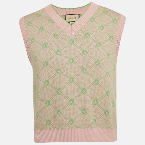 Green GG Jacquard Cotton Knit Vest M - Gucci - Modalova