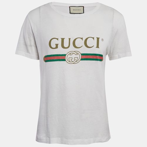 Logo Print Cotton Round Neck T-Shirt XS - Gucci - Modalova