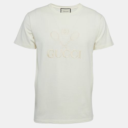 Tennis Logo Embroidered Cotton Oversized T-Shirt XS - Gucci - Modalova