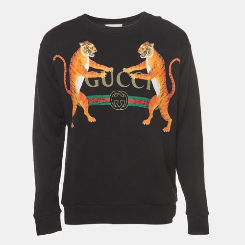 Logo Tiger Printed Cotton Knit Sweatshirt S - Gucci - Modalova