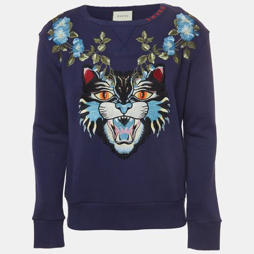 Embroidered Cotton Crewneck Sweatshirt XS - Gucci - Modalova