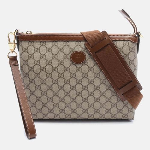 Brown Coated Canvas Leather Interlocking GG Supreme Bag - Gucci - Modalova