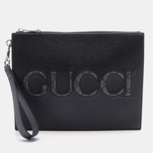 Leather Coated Canvas GG Supreme Clutch Bag - Gucci - Modalova