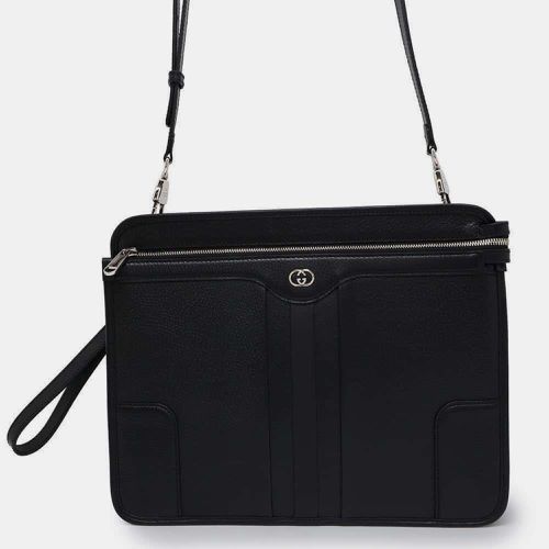 Leather Interlocking G Messenger Bag - Gucci - Modalova