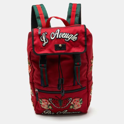 Canvas L'Aveugle Par Amour Embroidered Techno Backpack - Gucci - Modalova