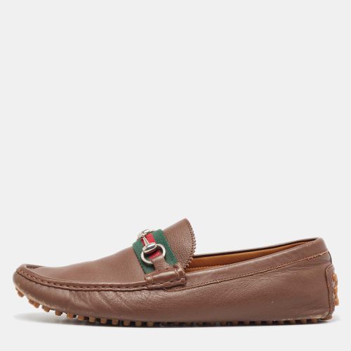 Leather Web Slip On Loafers Size 43 - Gucci - Modalova