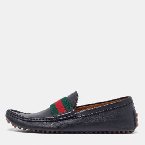 Leather Web Trim Slip On Loafers Size 40 - Gucci - Modalova