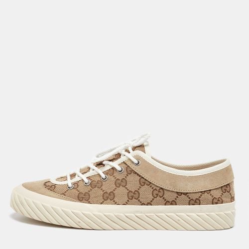 Brown/ GG Canvas and Suede Sneakers Size 42 - Gucci - Modalova